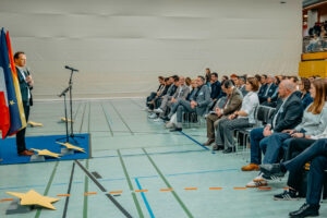 OB N. Reith bei seiner Begrüßungsrede (Foto Schöb)